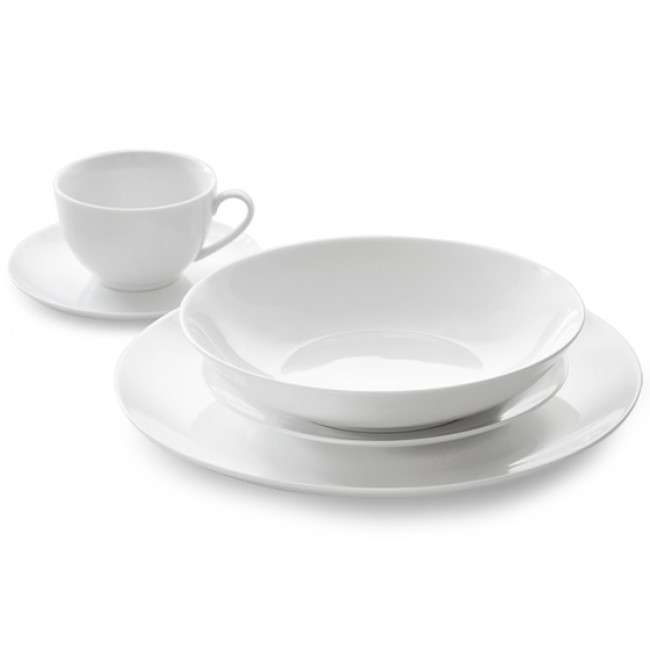 Just White Coupe Dinner Set, 20pc