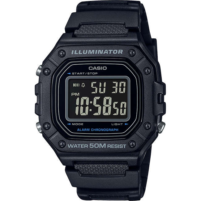 Standard Men's 50m Digital Wrist Watch, W-218H-1BVDF