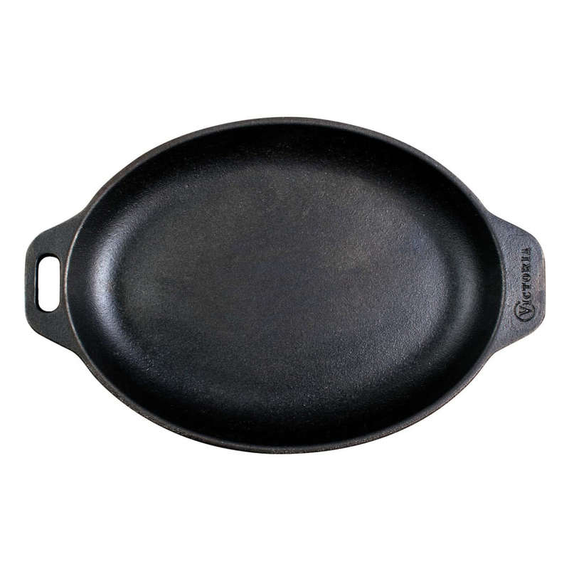 Enamelled Oval Serving Cast Iron Griddle