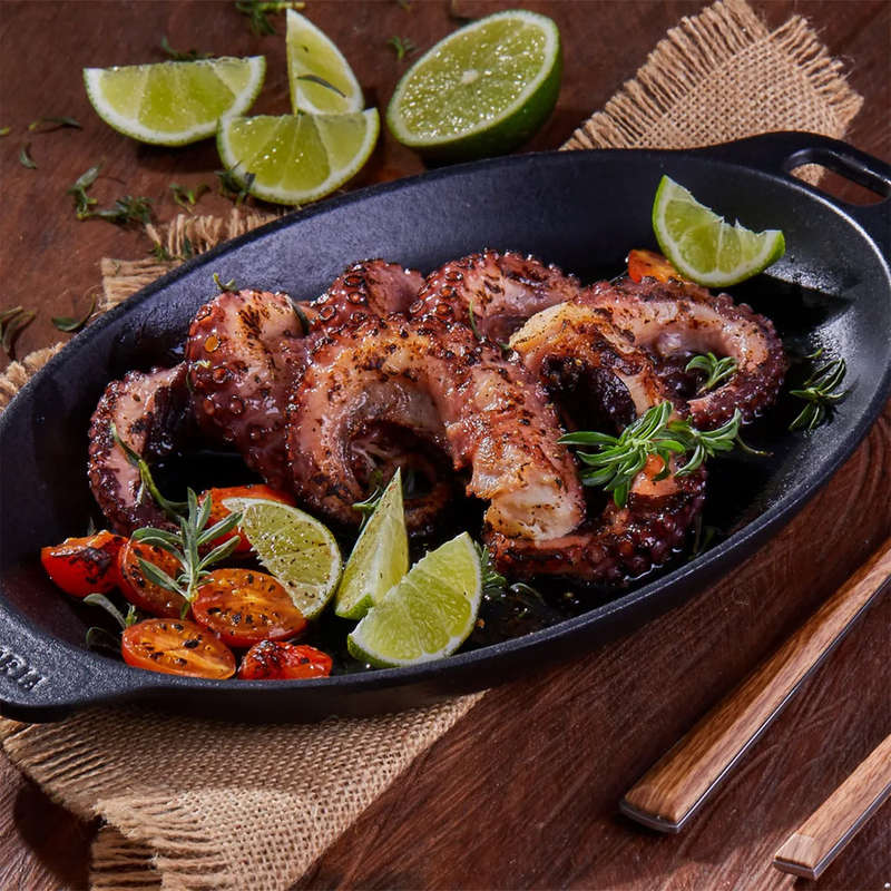 Enamelled Oval Serving Cast Iron Griddle