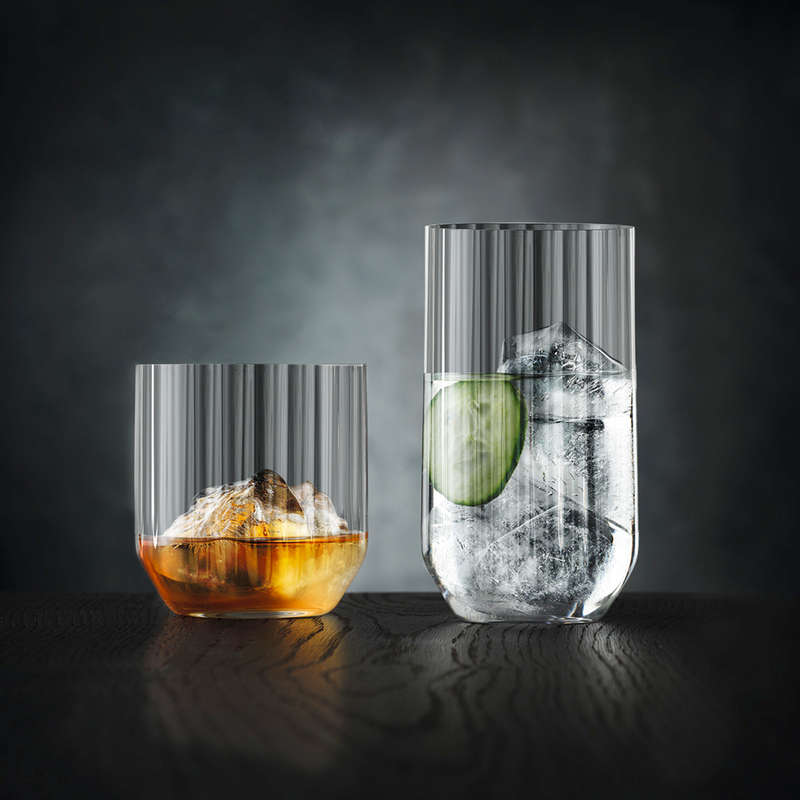 Linear Crystal Long Drink Glasses, Set of 4