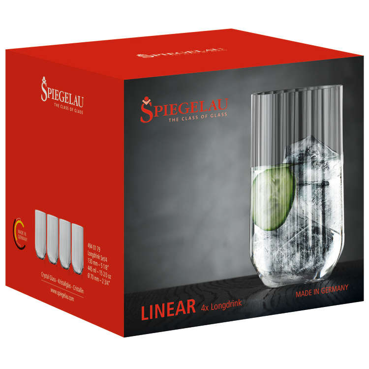 Linear Crystal Long Drink Glasses, Set of 4