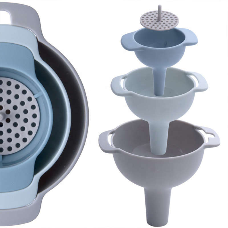 Set Of 4 Nesting Funnels With Strainer