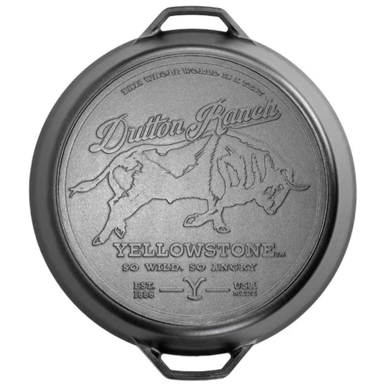 Yellowstone Seasoned Cast Iron Dual Handle Pan, 43cm
