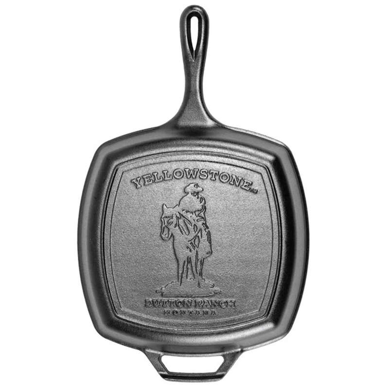 Yellowstone Seasoned Cast Iron Square Cowboy Grill Pan, 27cm