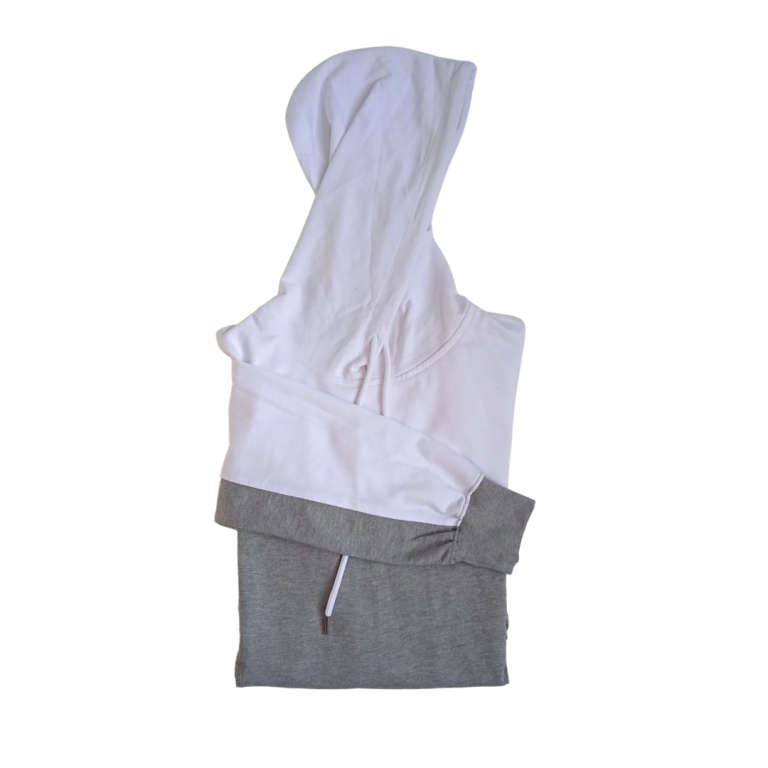 Cotton Hoodie - White / Grey Duo Tone