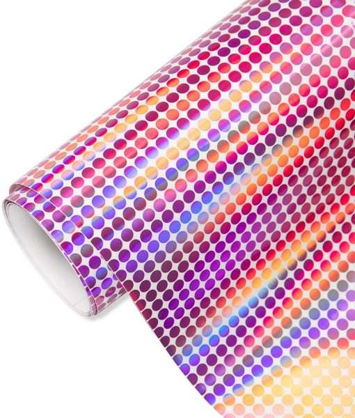 Kraft Sticker Vinyl 300mm - Holographic Mosiac - (Spots) Circles - Purple