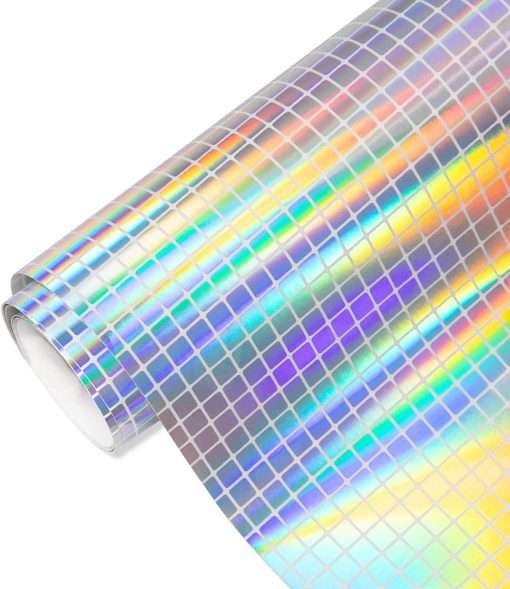Kraft Sticker Vinyl 300mm - Holographic Mosiac - Squares - Silver