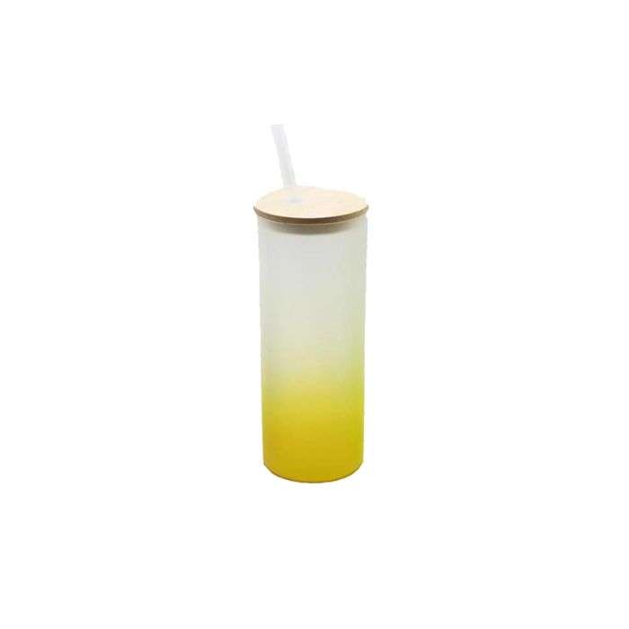 Medium Tumbler With Straw Frosted  - Yellow