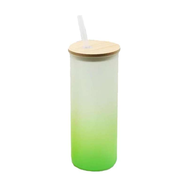 Medium Tumbler With Straw Frosted  - Green