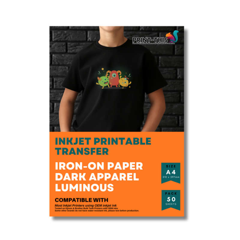 Inkjet Transfers - Dark Fabric - Luminous