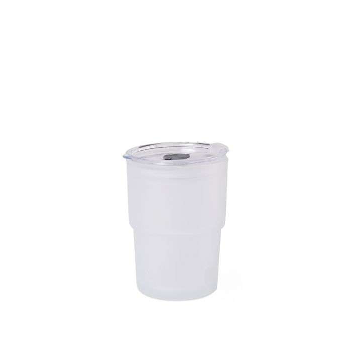 Tumbler Frosted Glass with lid (Stackable) 400ml