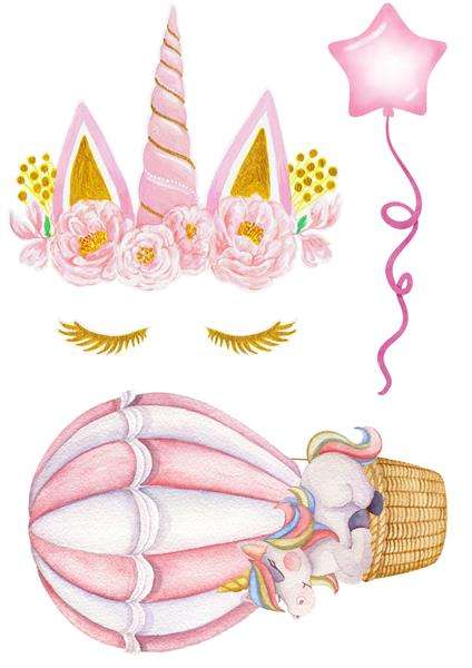 DTF Pre-Print Unicorn Hot Air Balloon