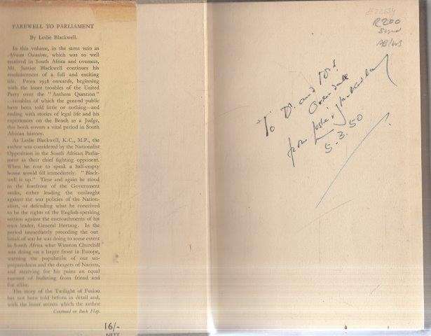Farewell to Parliament (Signed) - Blackwell, Leslie