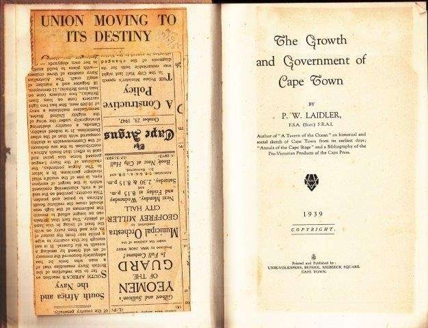 The Growth and Government of Cape Town - Laidler, P. W.