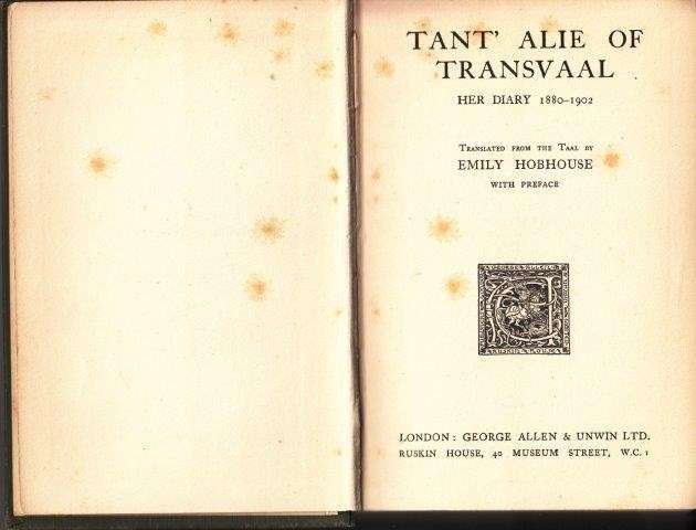 Tant' Alie of Transvaal : Her Diary 1880-1902 - Hobhouse, Emily (Translator)