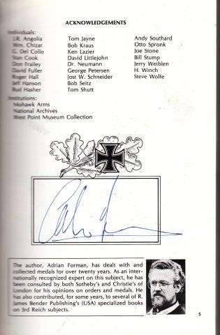 Forman's Price Guide to 3rd Riech: German Awards (Signed) - Forman, Adrian