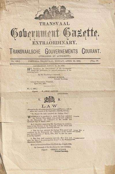 Transvaal Government Gazette Extraordinary  No. 175 Monday April 12, 1880