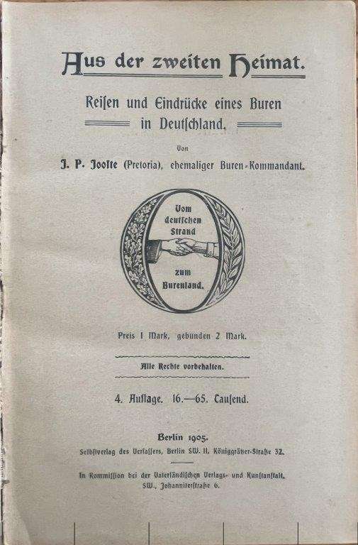 Aus der Zweiten Heimat - Reisen und Eindrucke eines Buren in Deutschland - Jooste, J. P. (Koos)