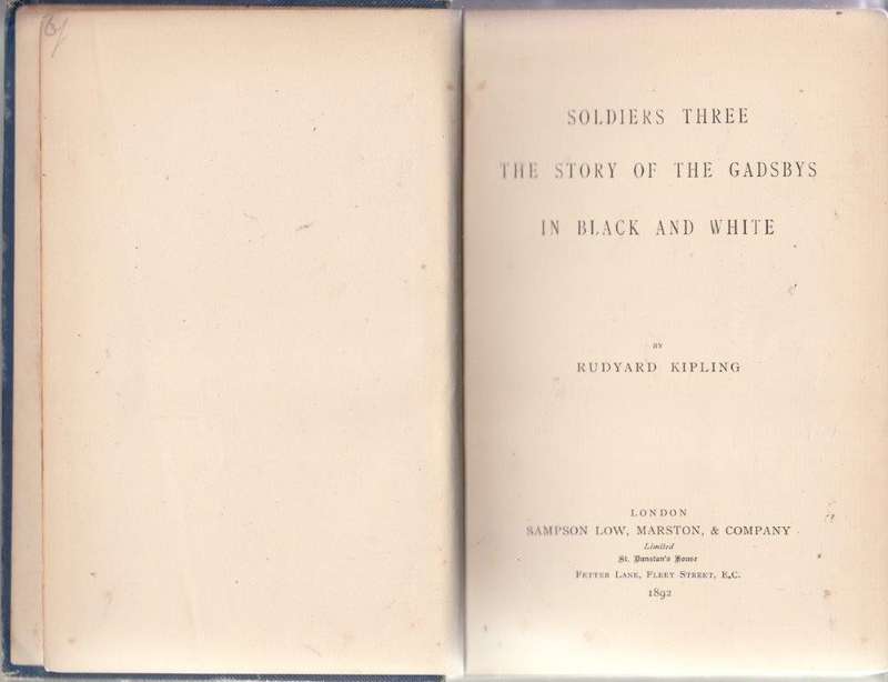 Soldiers Three The Story of the Gadsbys In Black and White (Hardcover) - Kipling, Rudyard