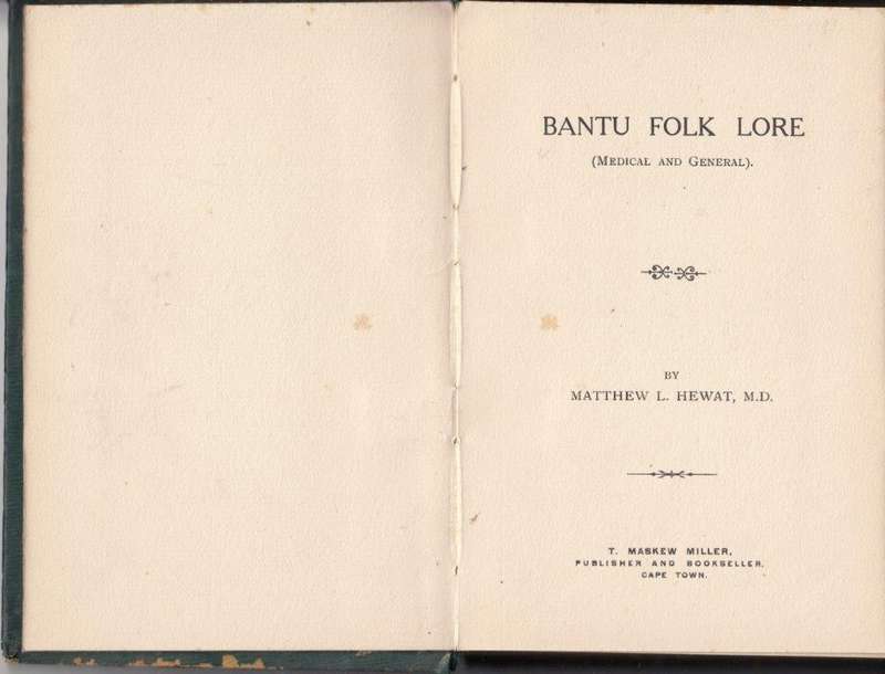 Bantu Folk Lore - Hewat, Matthew L.