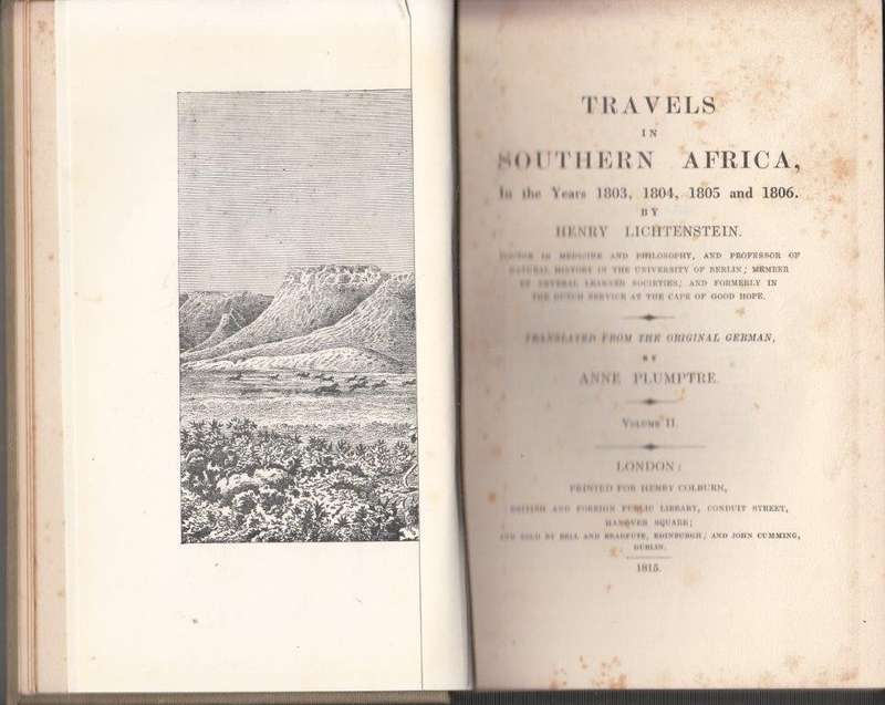 Travels in Southern Africa in the Years 1803-6 ( (VRS I No. 10 & 11) - Lichtenstein, Henry