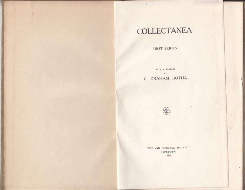 Collectanea First Series (VRS 1 No. 05) - Botha, C. Graham
