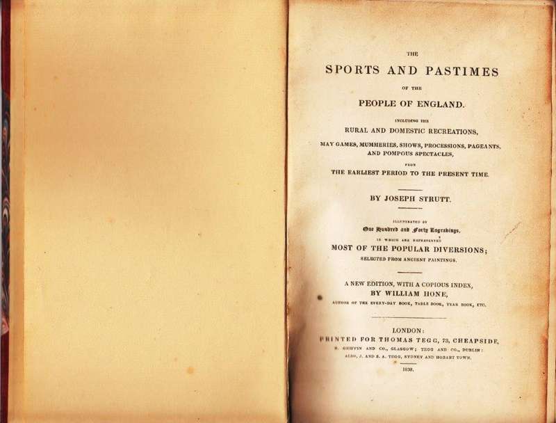 The Sports and Pastimes of the People of England (1838 Hardcover) - Strutt, Joseph