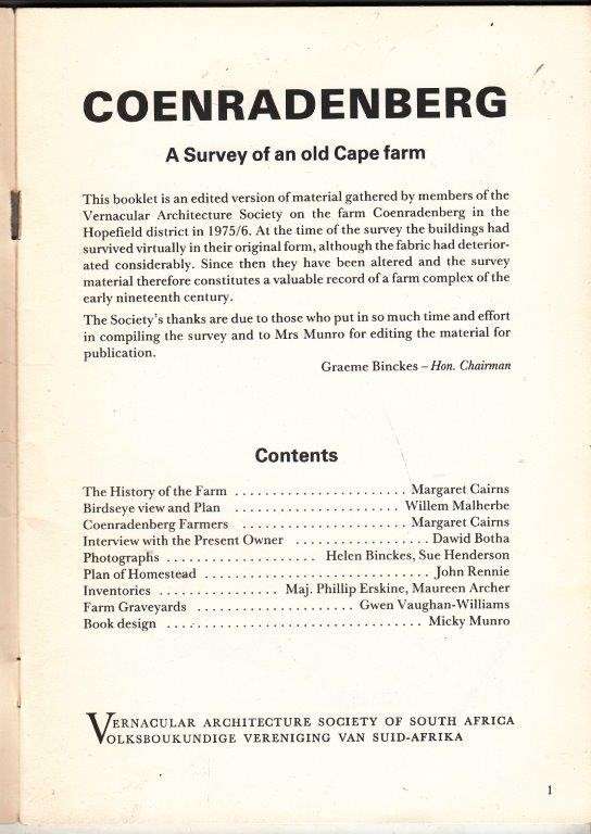 Coenradenberg: A Survey of an Old Cape Farm - Various Authors