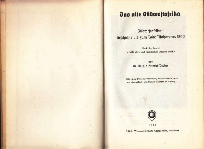 Das Alte Sudwestafrika: Sudwestafrikas Geschichte bis zum Tode Mahareros 1890 - Vedder, Dr. H.