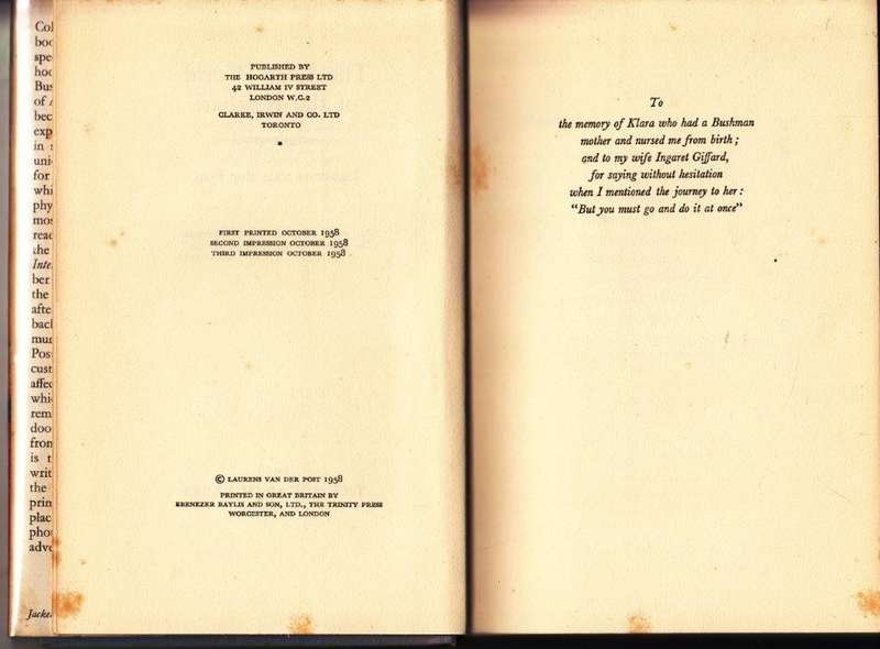 The Lost World Of The Kalahari (Hardcover, 1958 reprint) - van der Post, Laurens