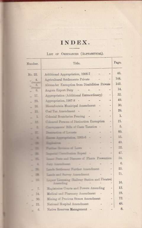 Orange River Colony Ordinances 1907 (Rebacked Hardcover) - No Author Attributed