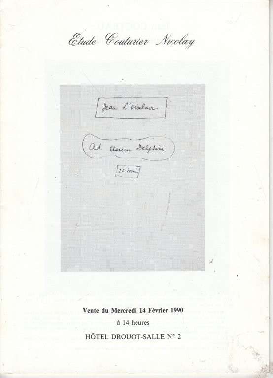 Catalogue Vente Jean L'Oiseleur - Ad Usum Delphini 27 Dessins - Cocteau, Jean