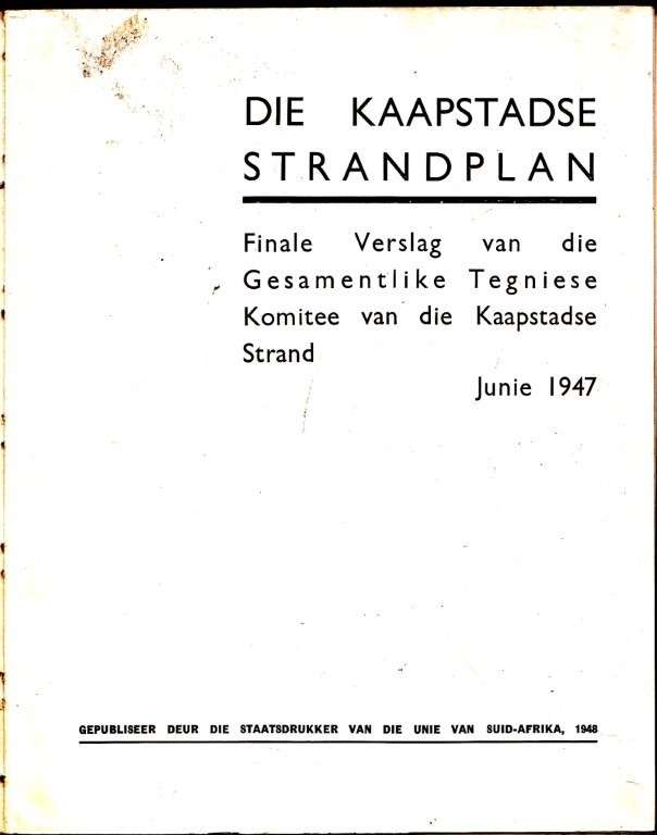 Die Kaapstadse Strandplan (1947 Hardcover) - Cape Town Foreshore Joint Technical Committee
