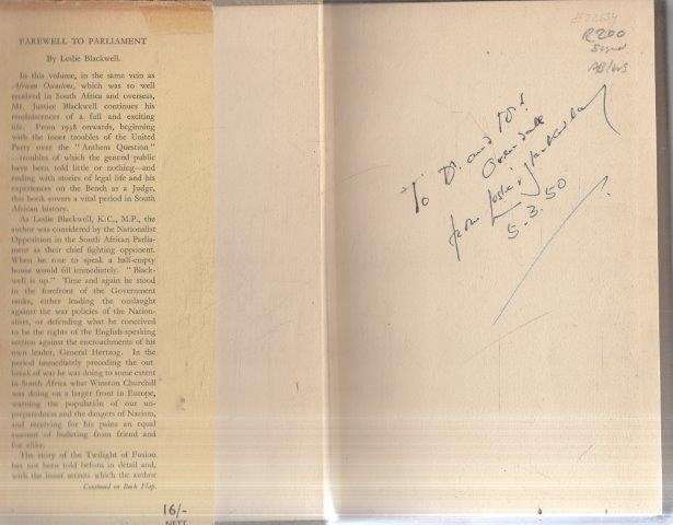 Farewell to Parliament (Signed) - Blackwell, Leslie