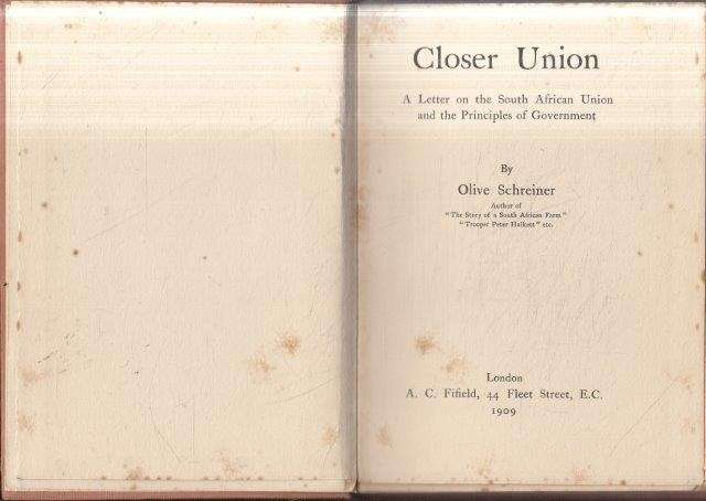 Closer Union - A Letter on the South African Union and the Principle of Government (1909, Hardcover)