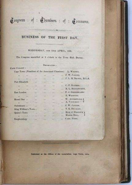 Minutes of Congress of Chamber of Commerce of South Africa 1892-1917