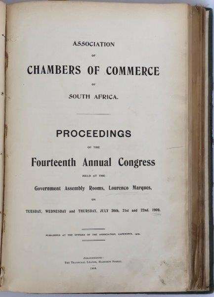 Minutes of Congress of Chamber of Commerce of South Africa 1892-1917