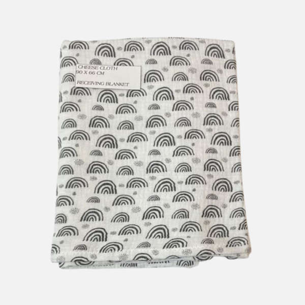 Cheesecloth Receiver Blanket - White & Black Rainbows
