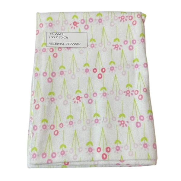Baby Flannel Receiver Blanket - Small Pink Flowers