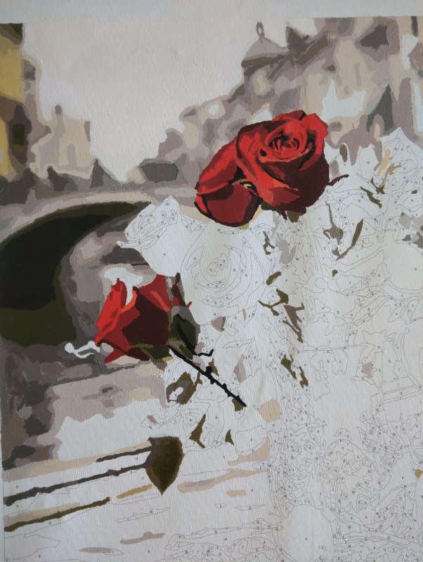 Paint by Numbers: Red Roses in Vase
