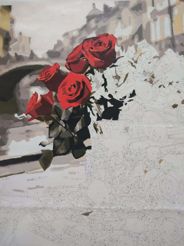 Paint by Numbers: Red Roses in Vase