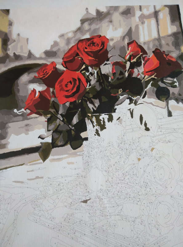Paint by Numbers: Red Roses in Vase