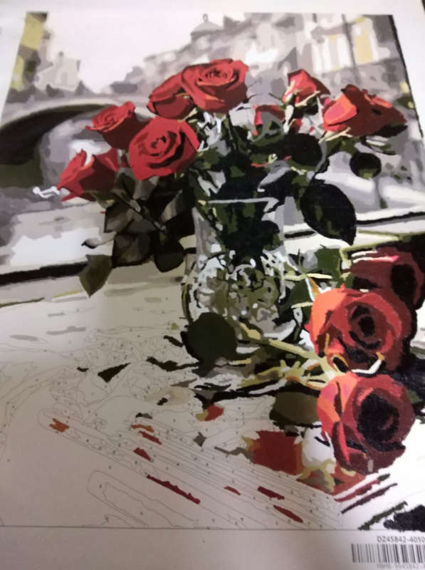 Paint by Numbers: Red Roses in Vase