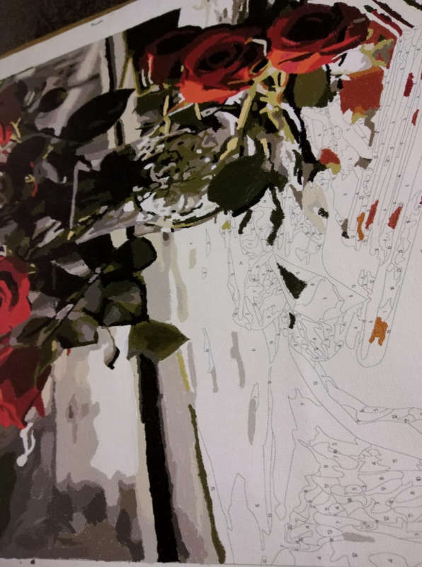 Paint by Numbers: Red Roses in Vase