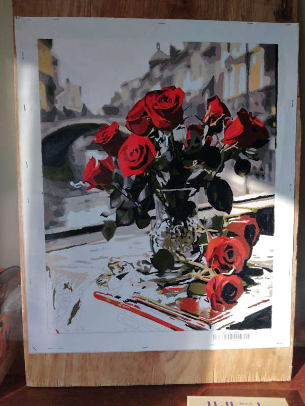 Paint by Numbers: Red Roses in Vase