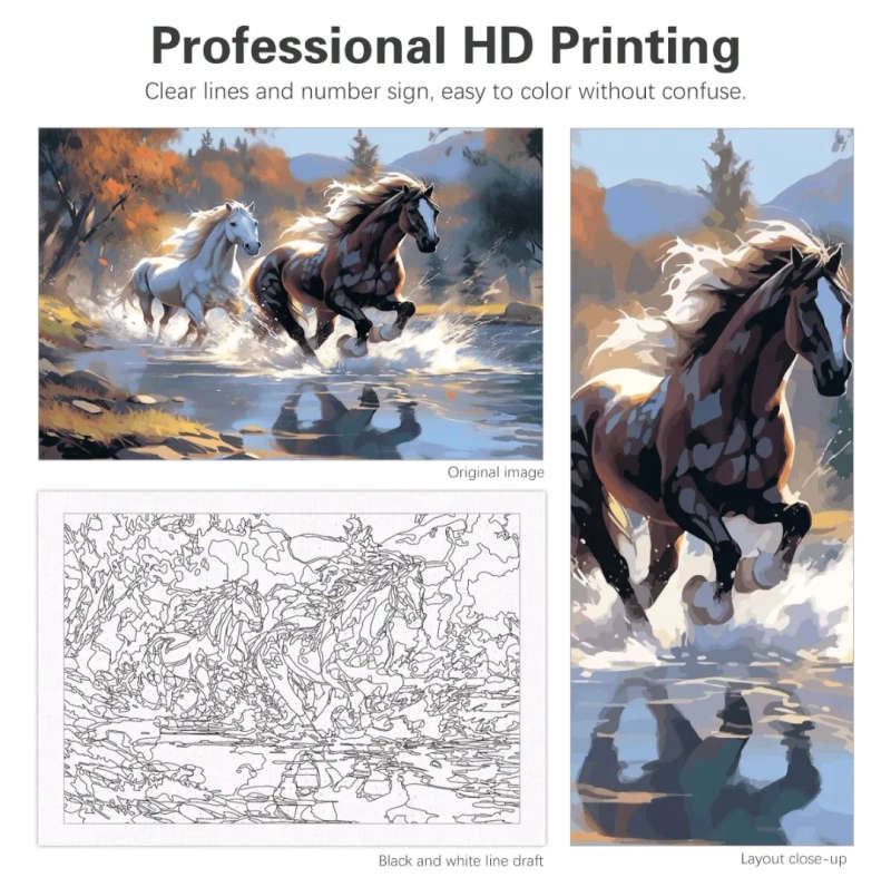Paint by Numbers: Horses in River