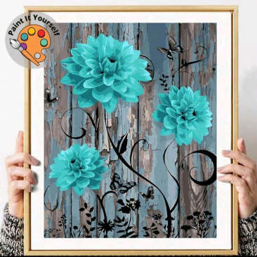 Paint by Numbers: Turquoise Flowers