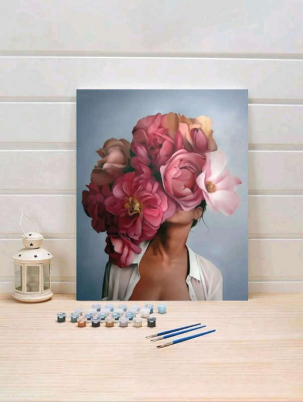Paint by Numbers: White Shirt Pink Flower Face