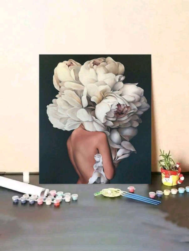 Paint by Numbers: Naked Girl Covered in White Flowers